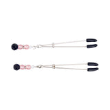 Beaded Nipple Clamps Adjustable Rubber Tipped Clamps With Pink Beads