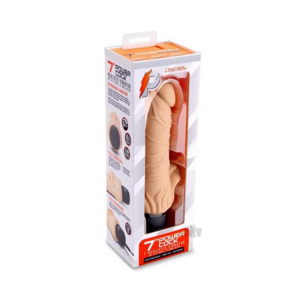 Pc Realistic Vibe W/clit Stim 7 Nude