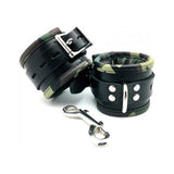 Sensual Sin Leather Padded Ankle Cuffs Camo Piping