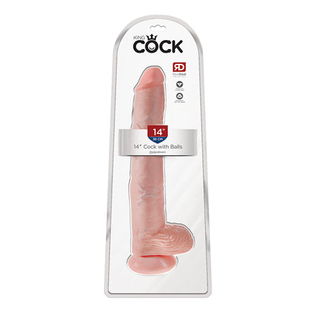 King Cock 14 Cock With Balls - Light