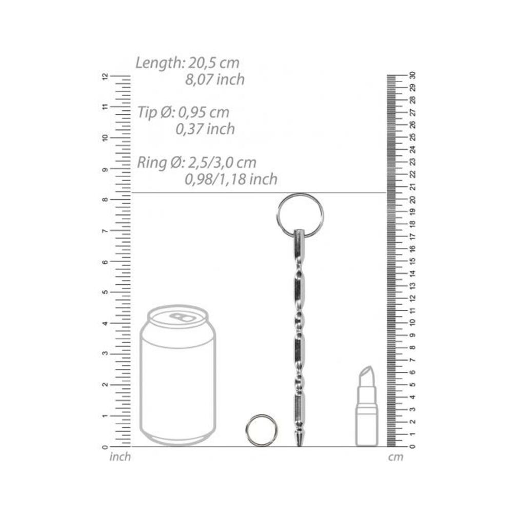 Ouch! Urethral Sounding - Metal Dilator With Ring - Ribbed - 9.5 Mm