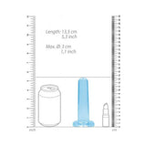Realrock Crystal Clear Non-realistic Dildo With Suction Cup 5.3 In.  Blue