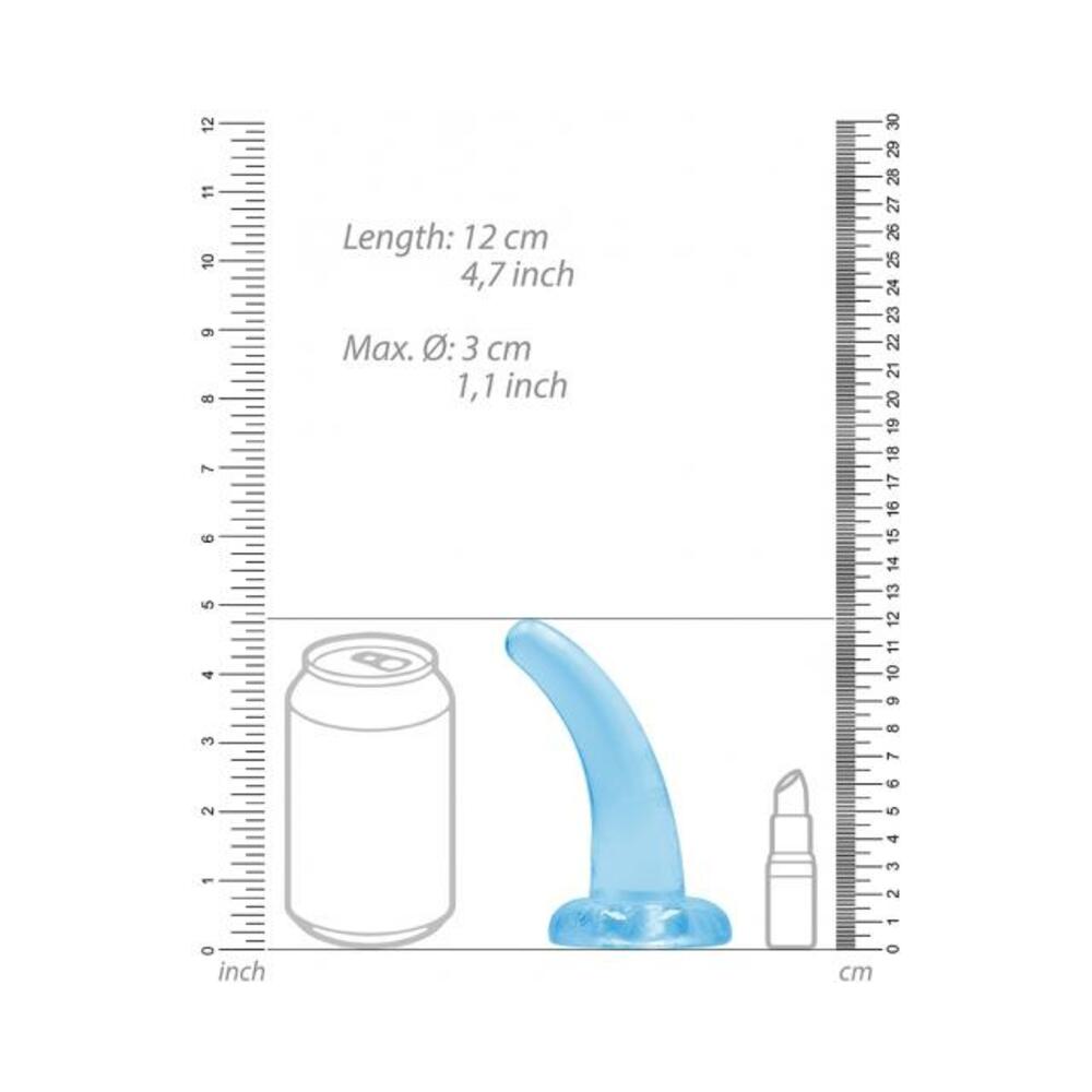 Realrock Crystal Clear Non-realistic Dildo With Suction Cup 4.5 In. Blue