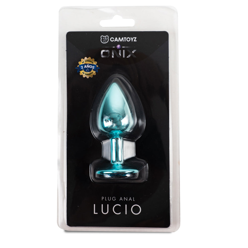 Blue anal plug in packaging with 'Camtoyz' branding on a white background