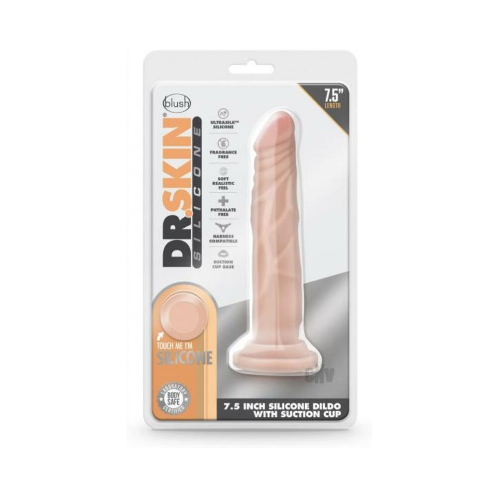 Dr. Skin Dr. Carter Dong With Suction Cup Silicone 7 In. Vanilla