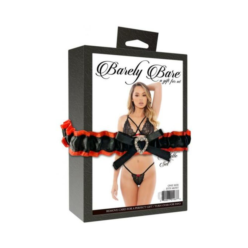 Barely Bare X Strap Bralette Set Black Os