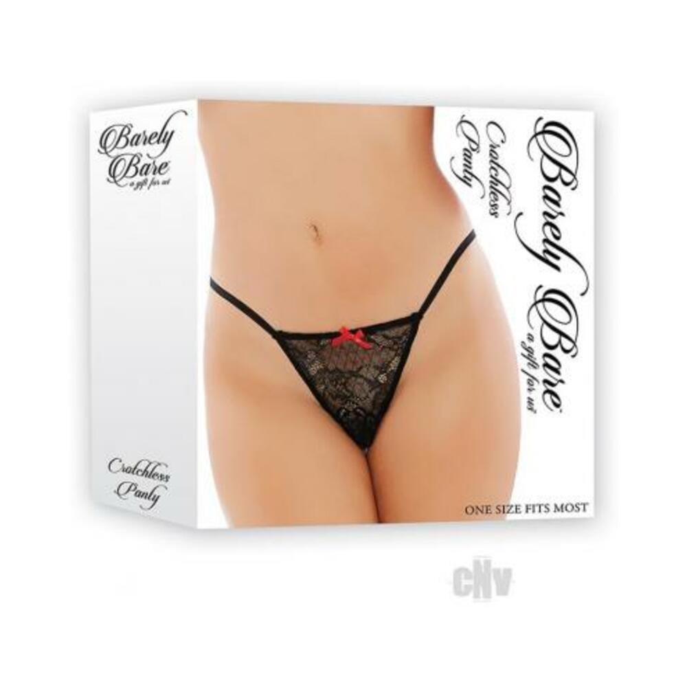 Barely Bare Crotchless Panty Black O/S