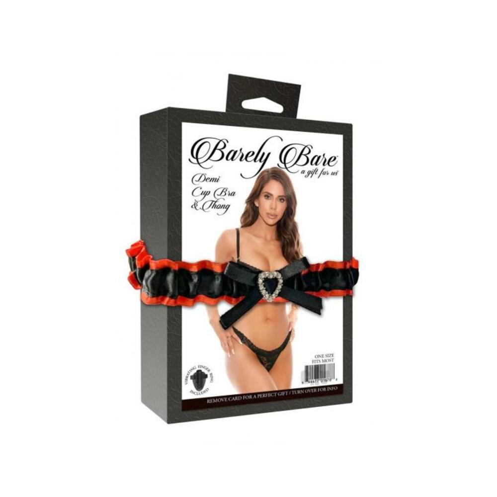 Barely Bare Demi Cup Bra & Thong Black O/s