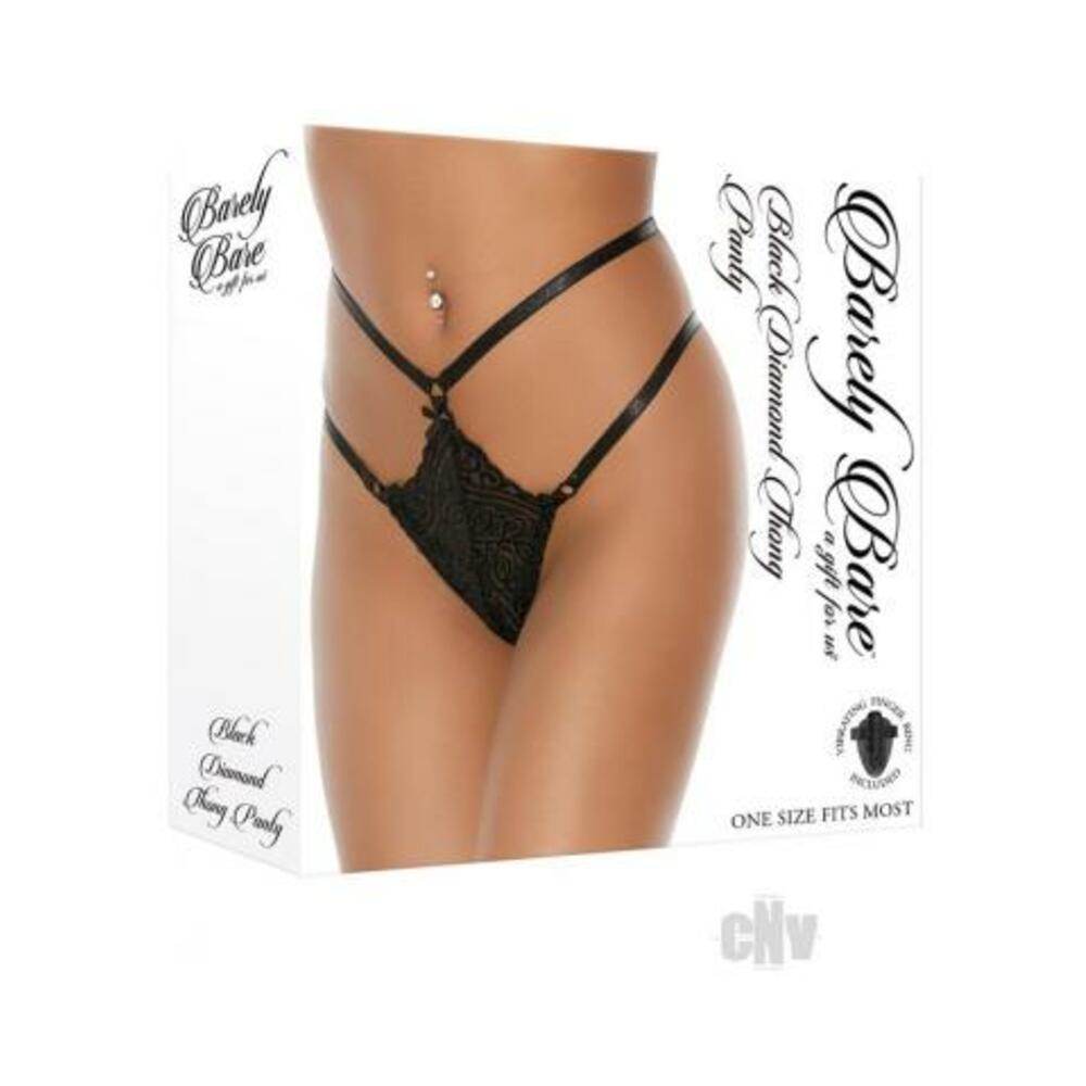 Barely Bare Black Diamond Thong Panty O/s