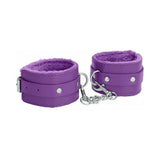Ouch! Plush Leather Handcuffs Purple
