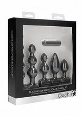 Silicone USB Rechargeable Anal Set Black