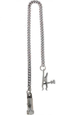 Adjustable Duck Bill Nipple Clamps With Jewel Chain Silver