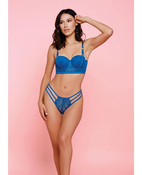 Anastasia Lace Bra & Thong Blue Xl