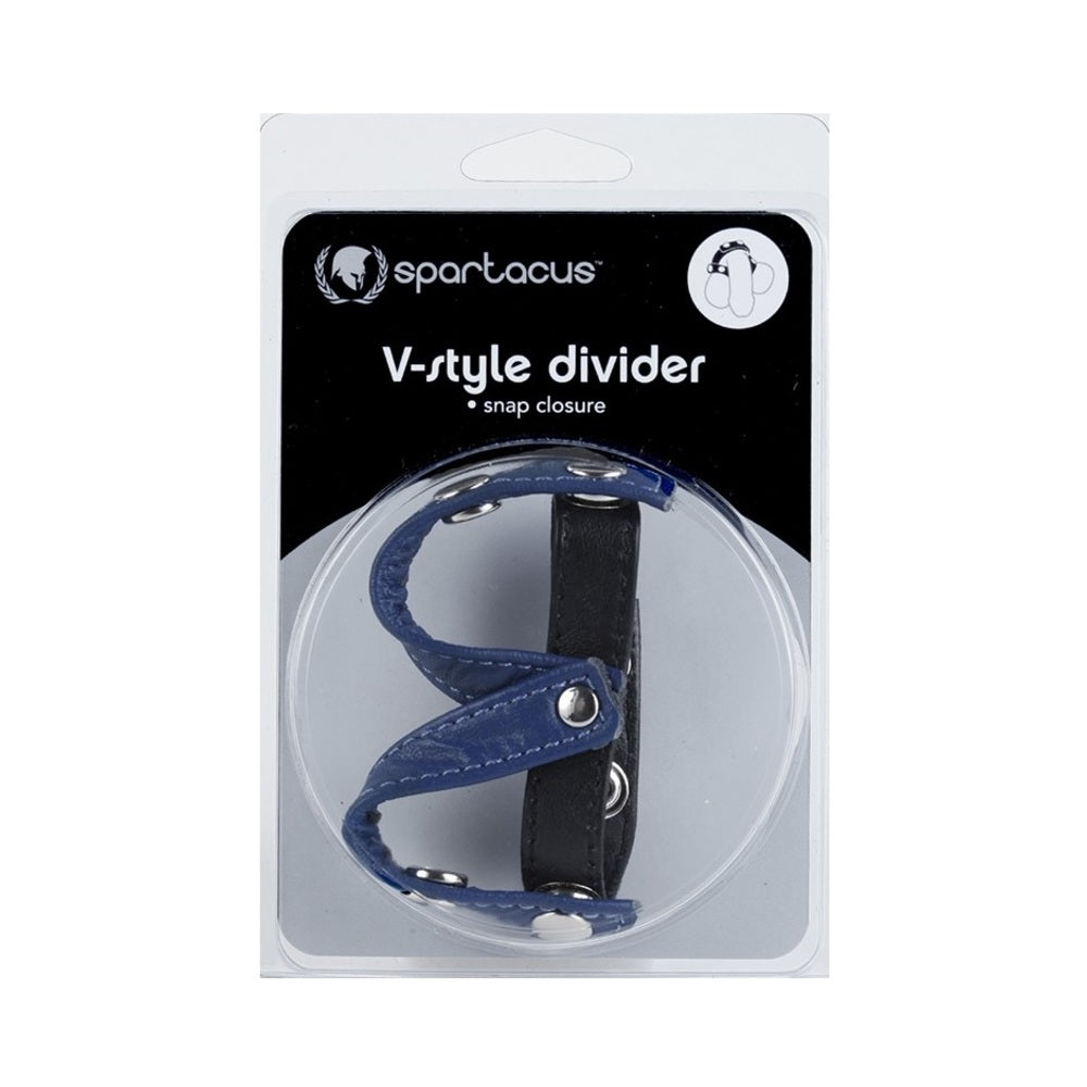 Leather V- Style Divider (Black/Blue)