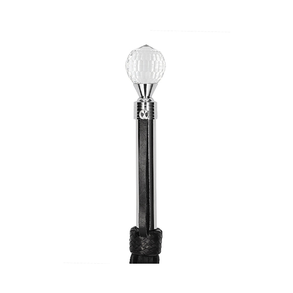 Sparkling Round Metal Handle Leather Flogger