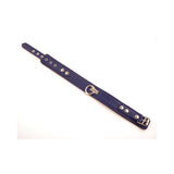 Leather Plain Collar With Removeable O-ring - Blue
