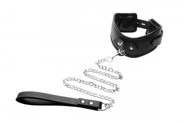 Strict Padded Locking Posture Collar With Leash Black