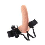 6" Vibrating Hollow Strap On - Beige